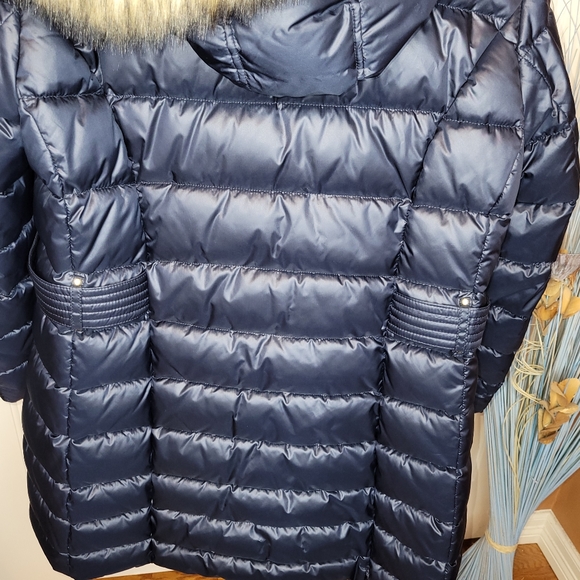 Laundry puff mid thigh coat, 1X, dk blue - Picture 9 of 12